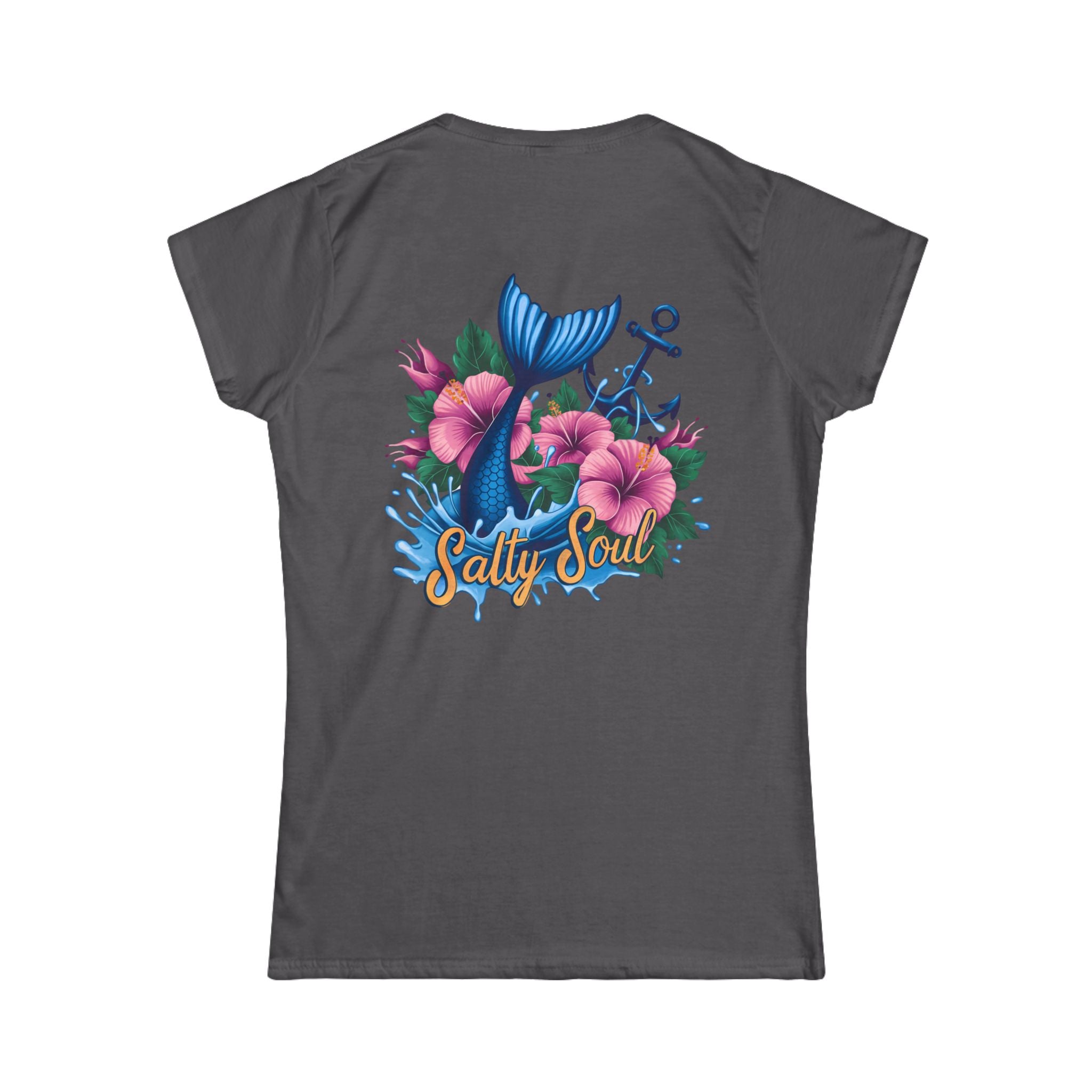 Salty Soul Floral Anchor Beach T-Shirt — Cute Nautical Gift for Women Graphic Tee