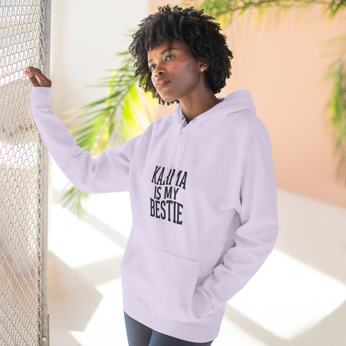 Karma Is My Bestie Graphic Pullover Hoodie