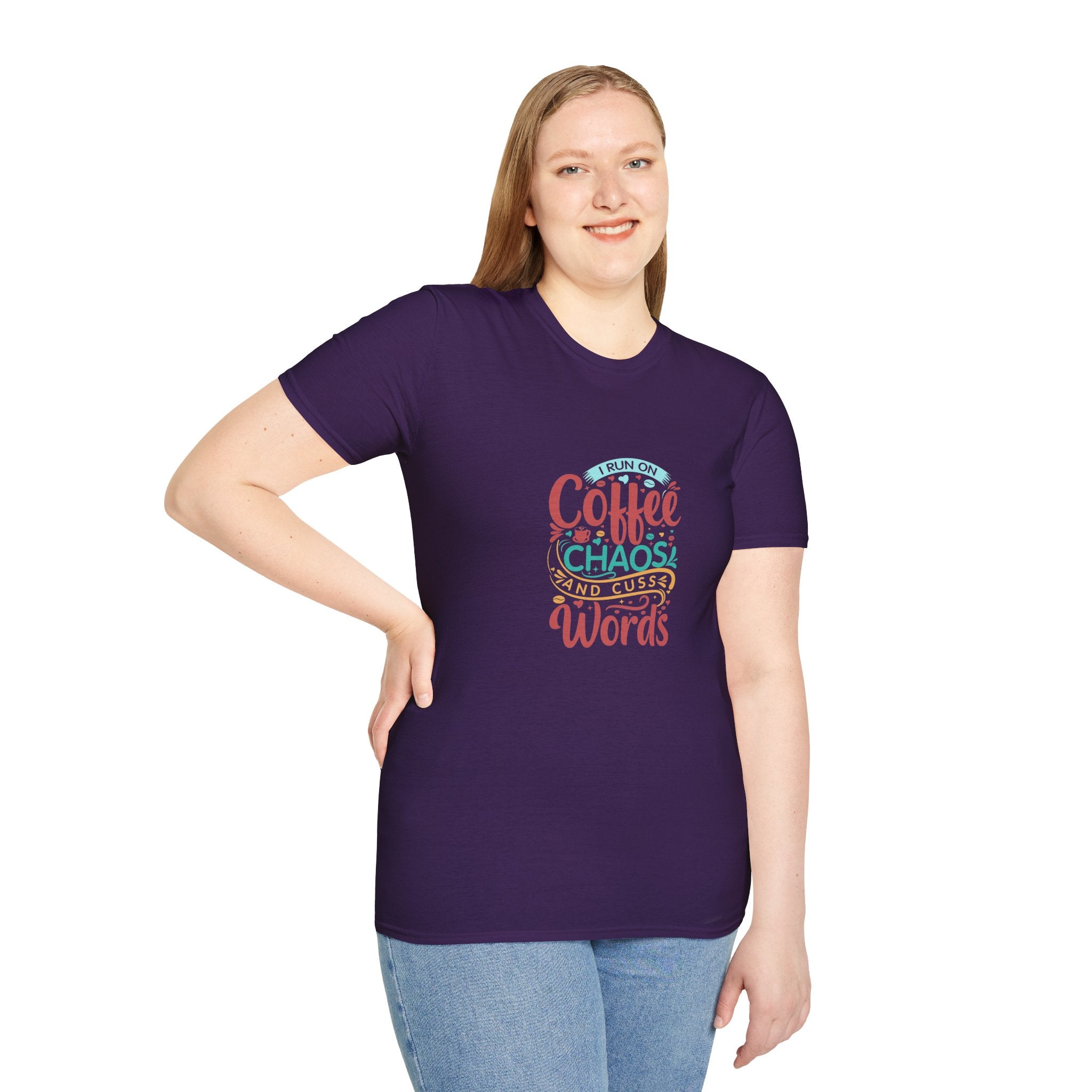 I Run on Coffee Chaos and Cuss Words T-Shirt — Funny Gift for Her Sarcastic Mom Tee
