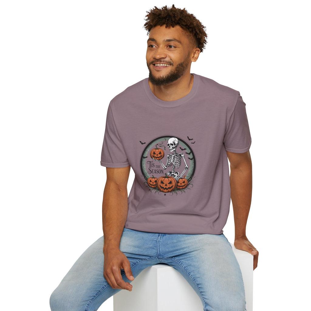 Tis the Season Skeleton Pumpkin T-Shirt — Funny Halloween Gift for Women Graphic Tee