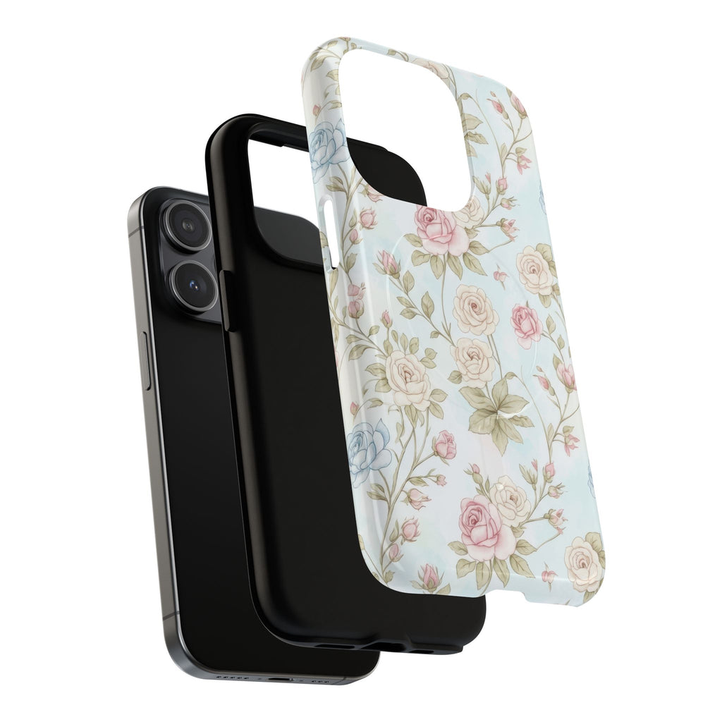 Vintage Floral Rose Magnetic iPhone Case — MagSafe Tough Protective Cover