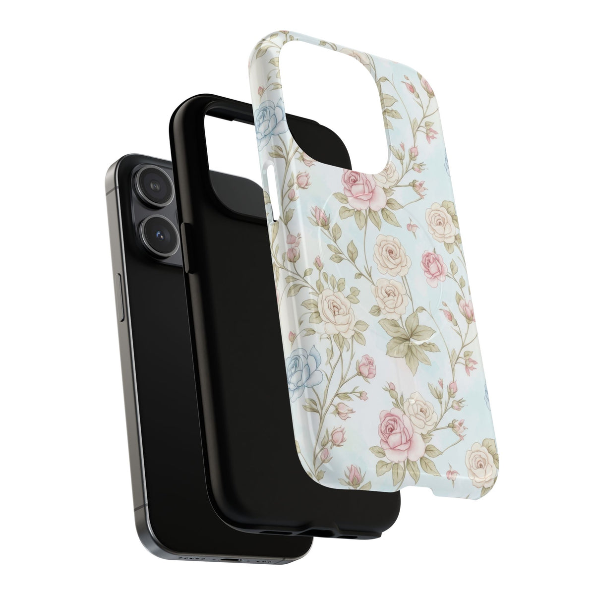 Vintage Floral Rose Magnetic iPhone Case — MagSafe Tough Protective Cover