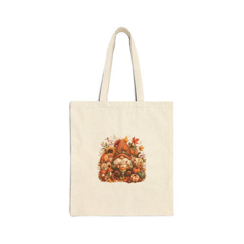 Autumn Gnome Harvest Canvas Tote Bag — Cute Fall Gift for Women Market Shopper