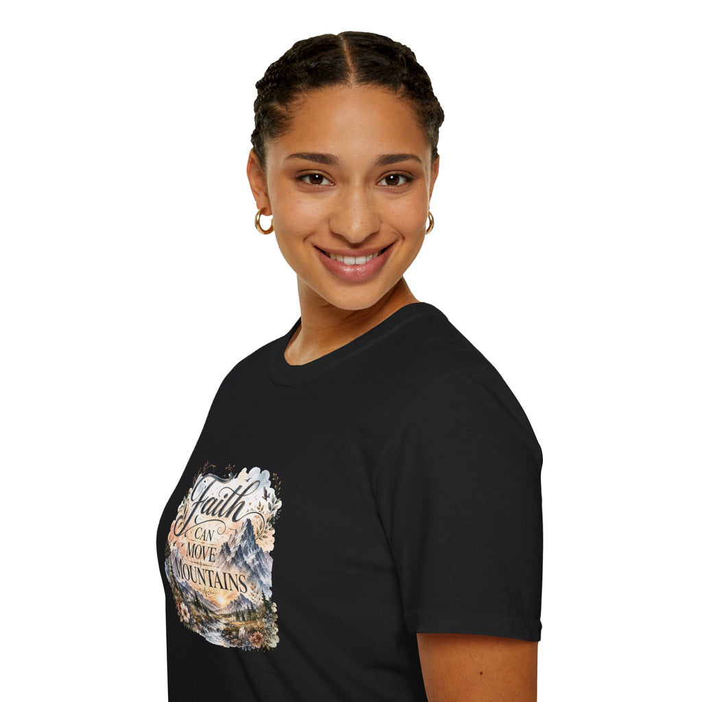 Faith Can Move Mountains T-Shirt Inspirational Christian Mountain Graphic Tee
