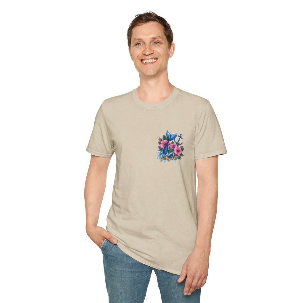 Salty Soul Mermaid Anchor Floral T-Shirt — Cute Beach Gift for Women Nautical Tee
