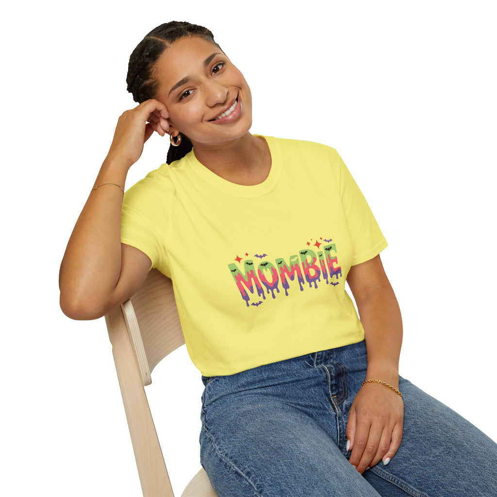 Mombie Halloween T-Shirt — Funny Zombie Mom Gift for Her Neon Graphic Tee