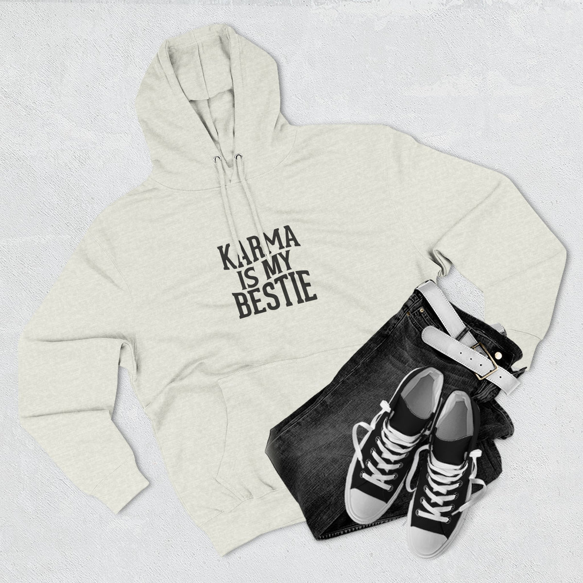Karma Is My Bestie Graphic Pullover Hoodie