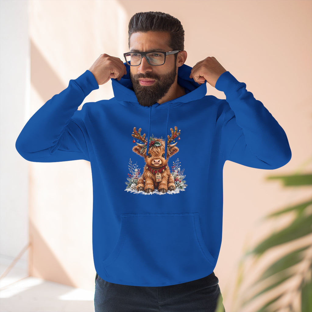 Cute Reindeer Fleece Hoodie - Christmas Woodland Holiday Sweatshirt