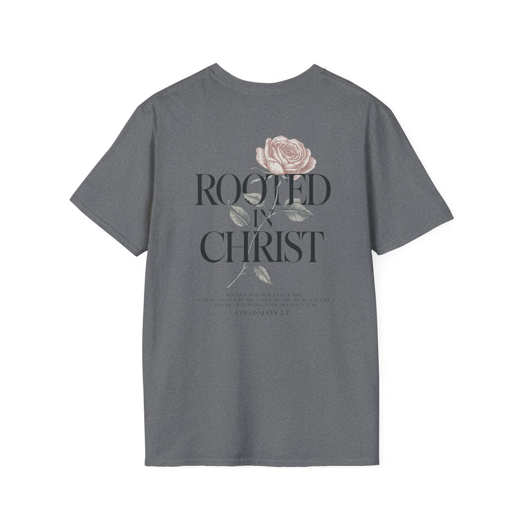Rooted in Christ Floral T-Shirt — Christian Gift for Women Faith Graphic Tee