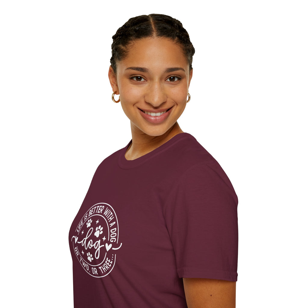 Life Is Better With a Dog T-Shirt — Funny Dog Lover Gift for Women Paw Print Tee