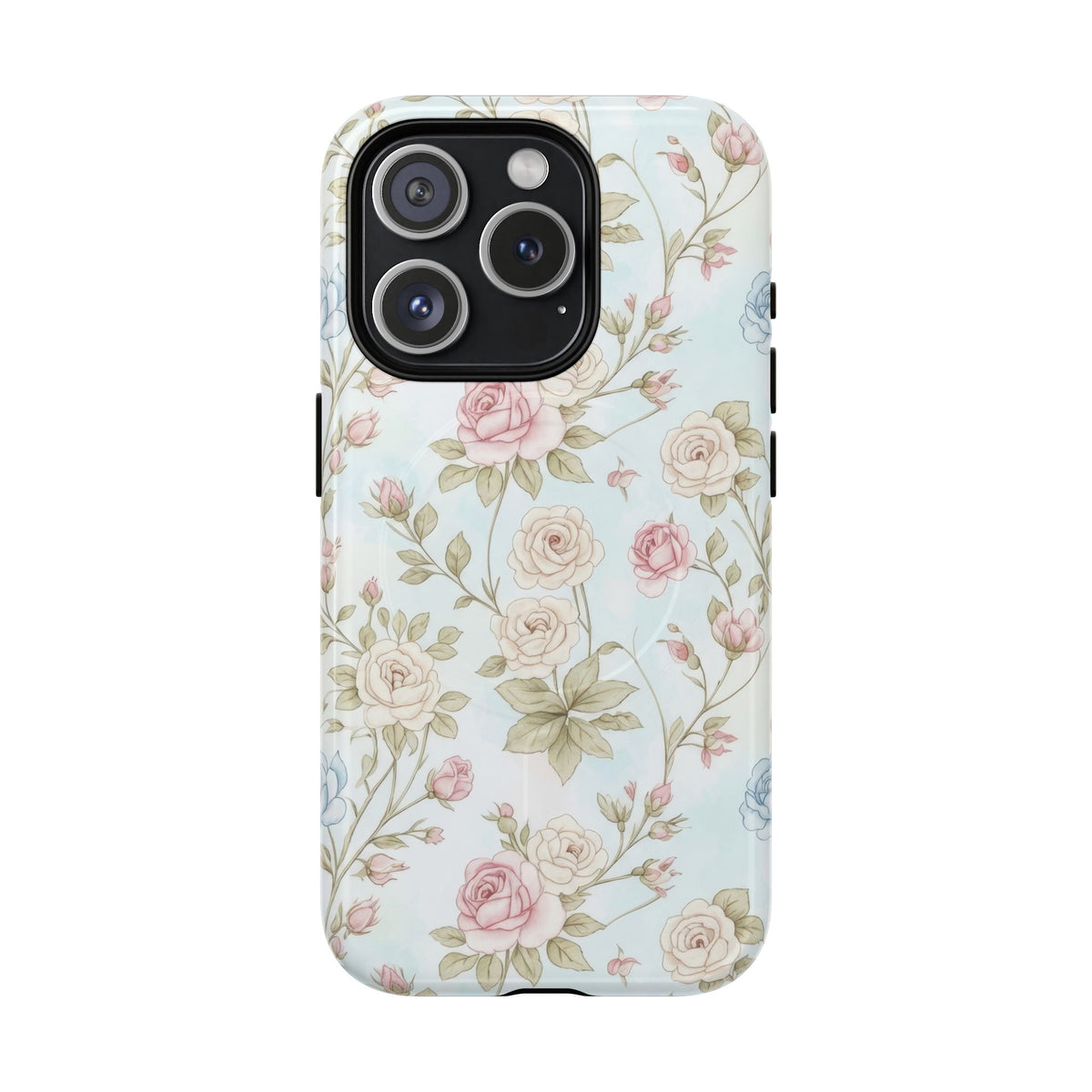 Vintage Floral Rose Magnetic iPhone Case — MagSafe Tough Protective Cover