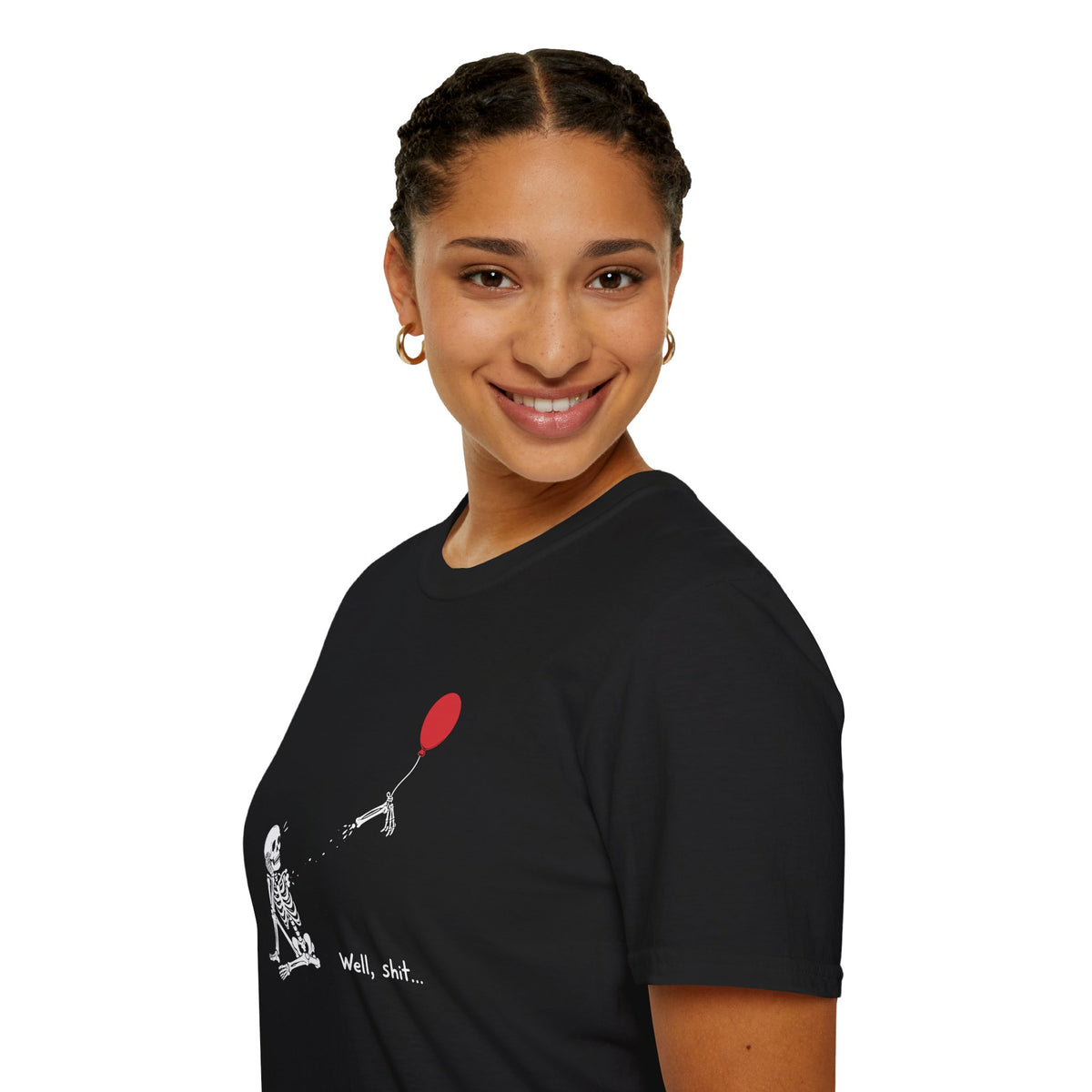 Funny Skeleton Balloon T-Shirt, Well Shit Graphic Tee