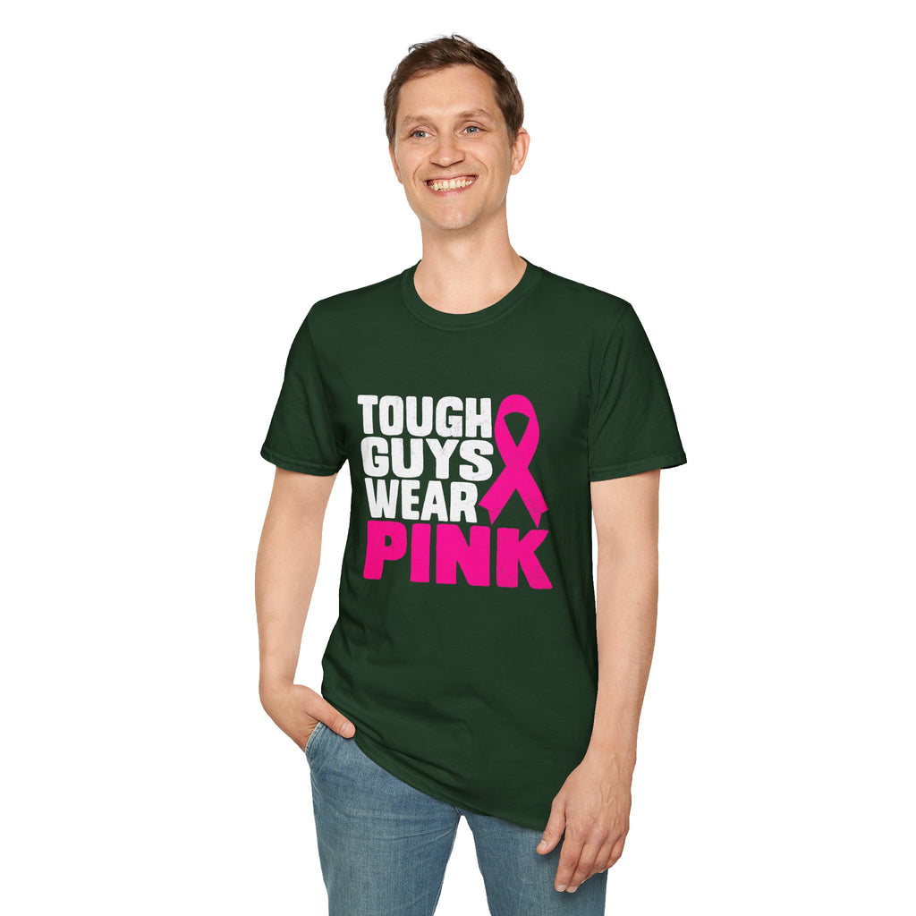 Tough Guys Wear Pink Breast Cancer Awareness T-Shirt Graphic Tee