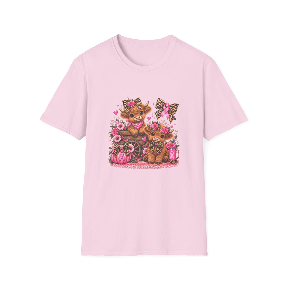 Breast Cancer Awareness Highland Cow T-Shirt