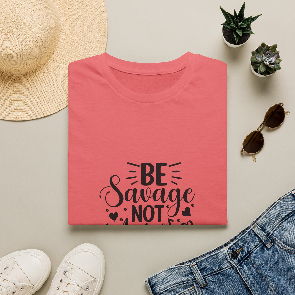 Be Savage Not Average T-Shirt Motivational Graphic Tee for Confident Women & Teens