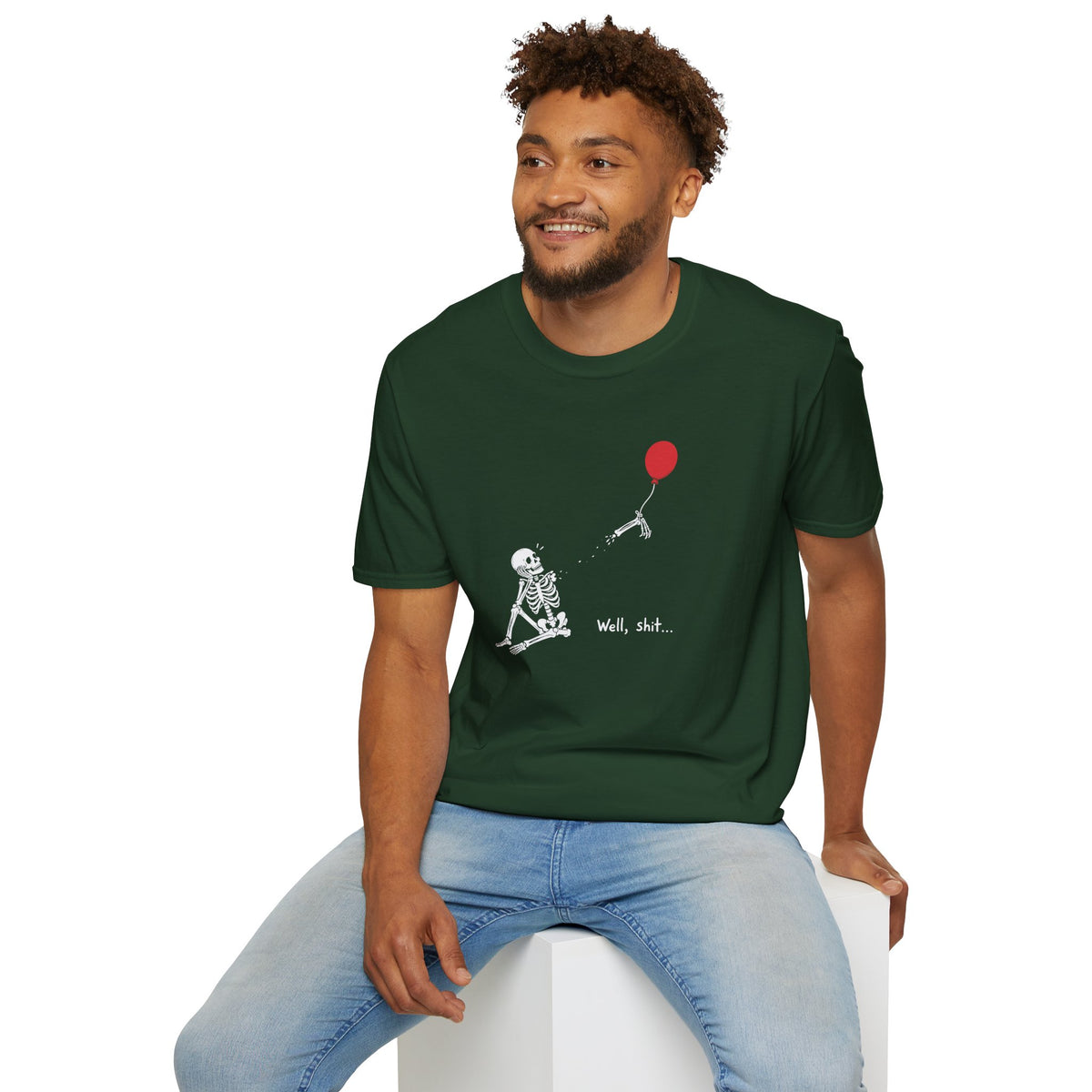 Funny Skeleton Balloon T-Shirt, Well Shit Graphic Tee
