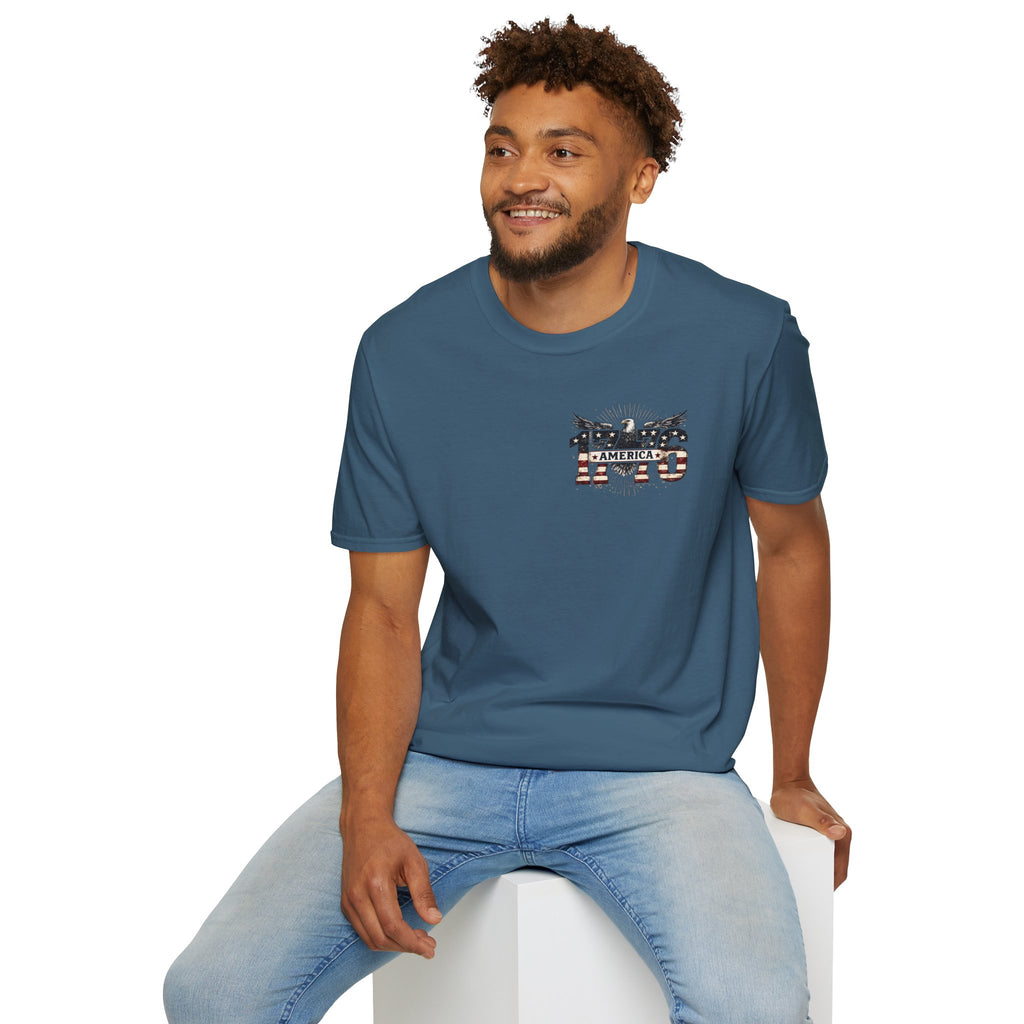 1776 American Flag Eagle T-Shirt — Vintage Patriotic Gift for Him Fourth of July Tee