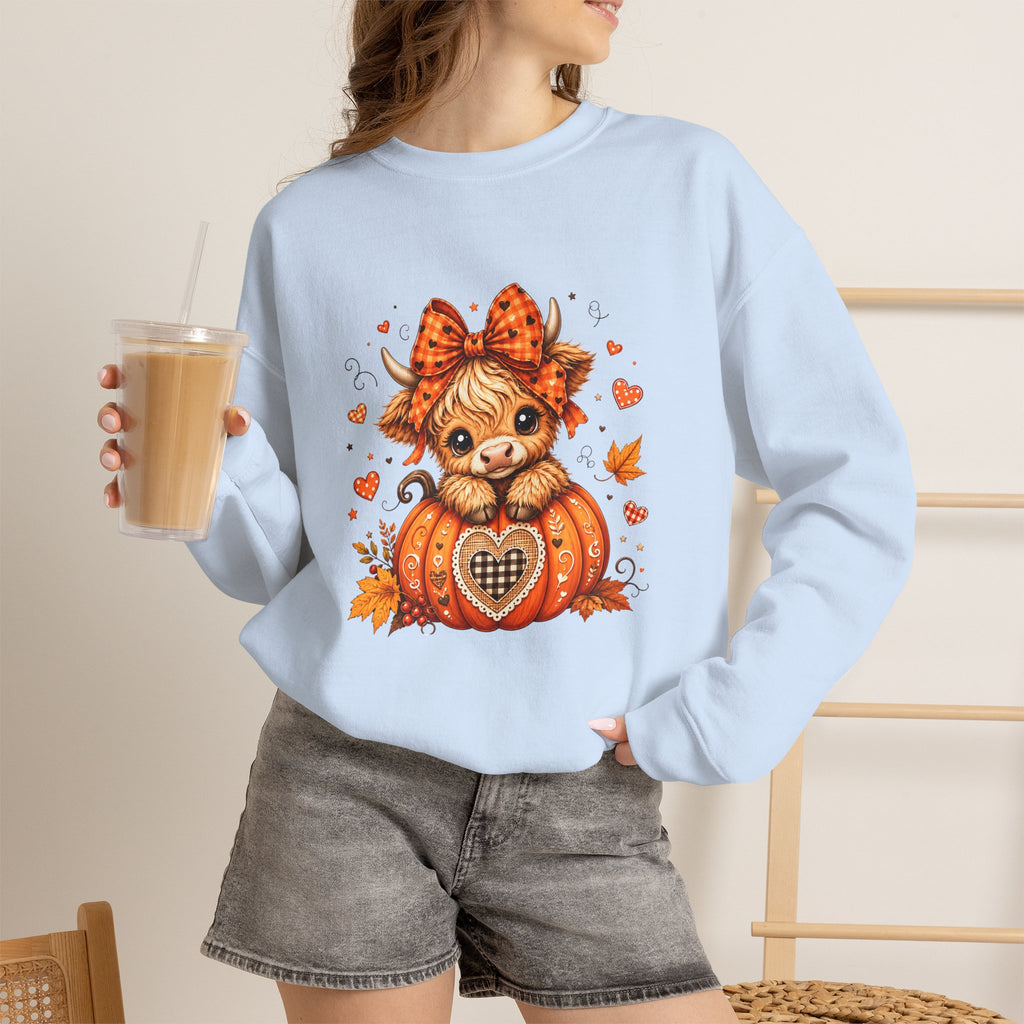 Cute Highland Cow Pumpkin Halloween Sweatshirt