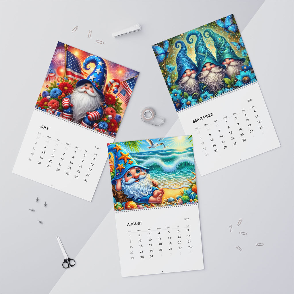2027 Gnome Wall Calendar — Whimsical Nordic Gnome Art, 12-Month Wall Calendar