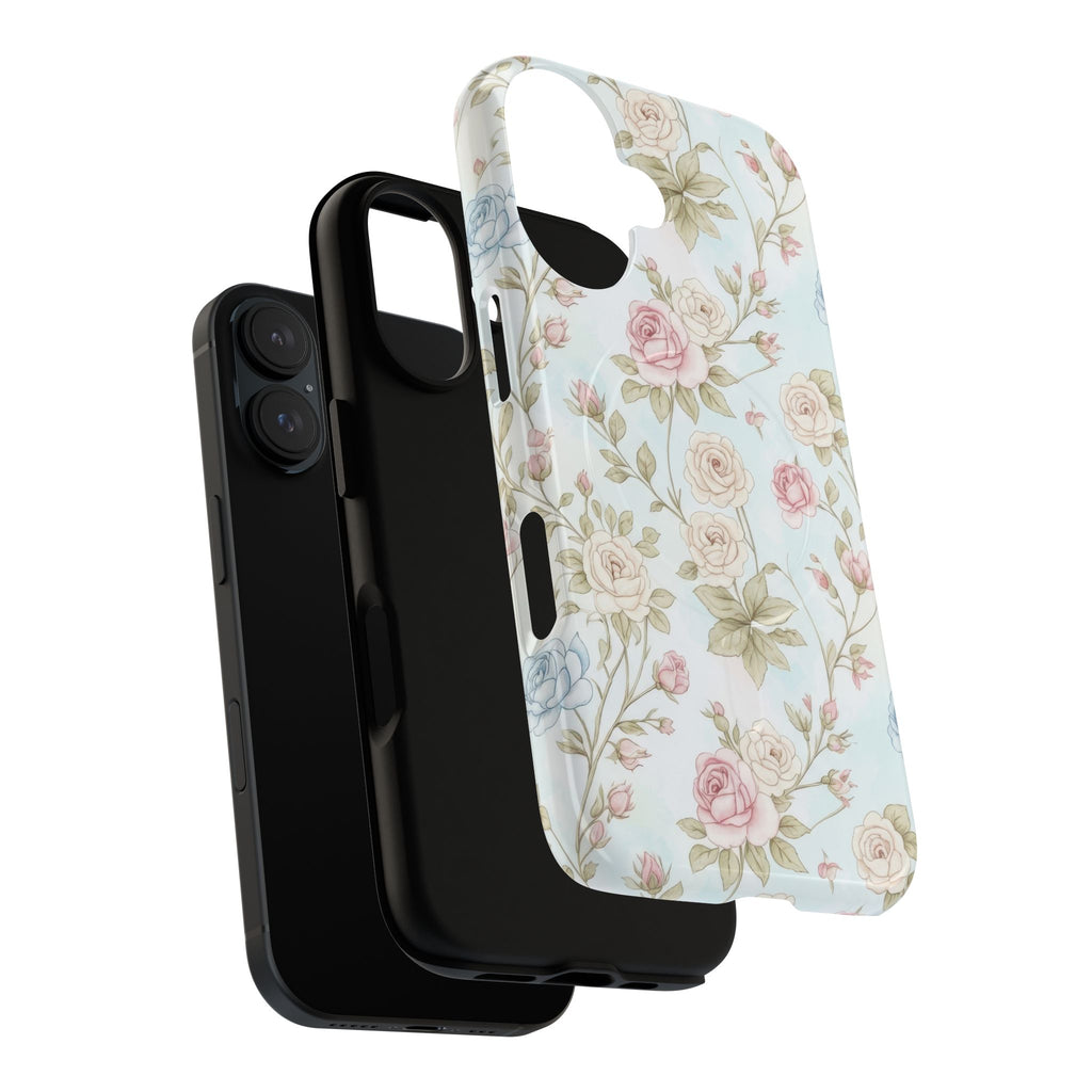 Vintage Floral Rose Magnetic iPhone Case — MagSafe Tough Protective Cover