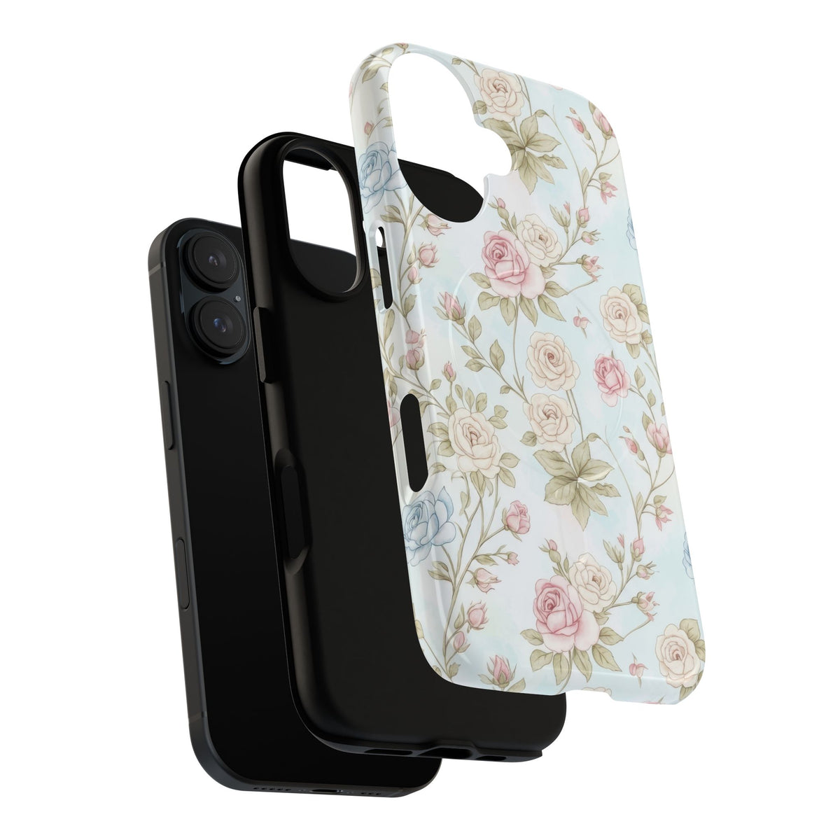 Vintage Floral Rose Magnetic iPhone Case — MagSafe Tough Protective Cover
