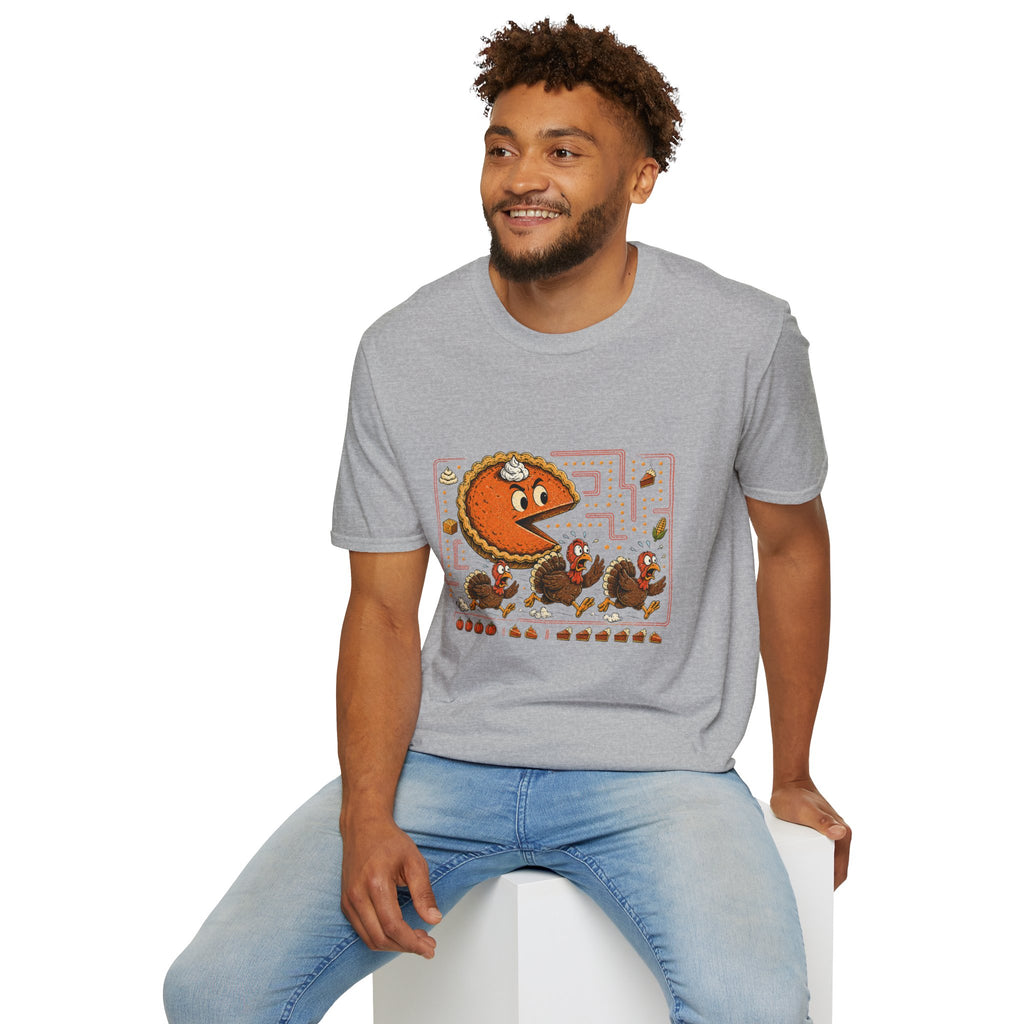Retro Pie Monster T-Shirt — Funny Pac-Maze Dessert Gamer Tee