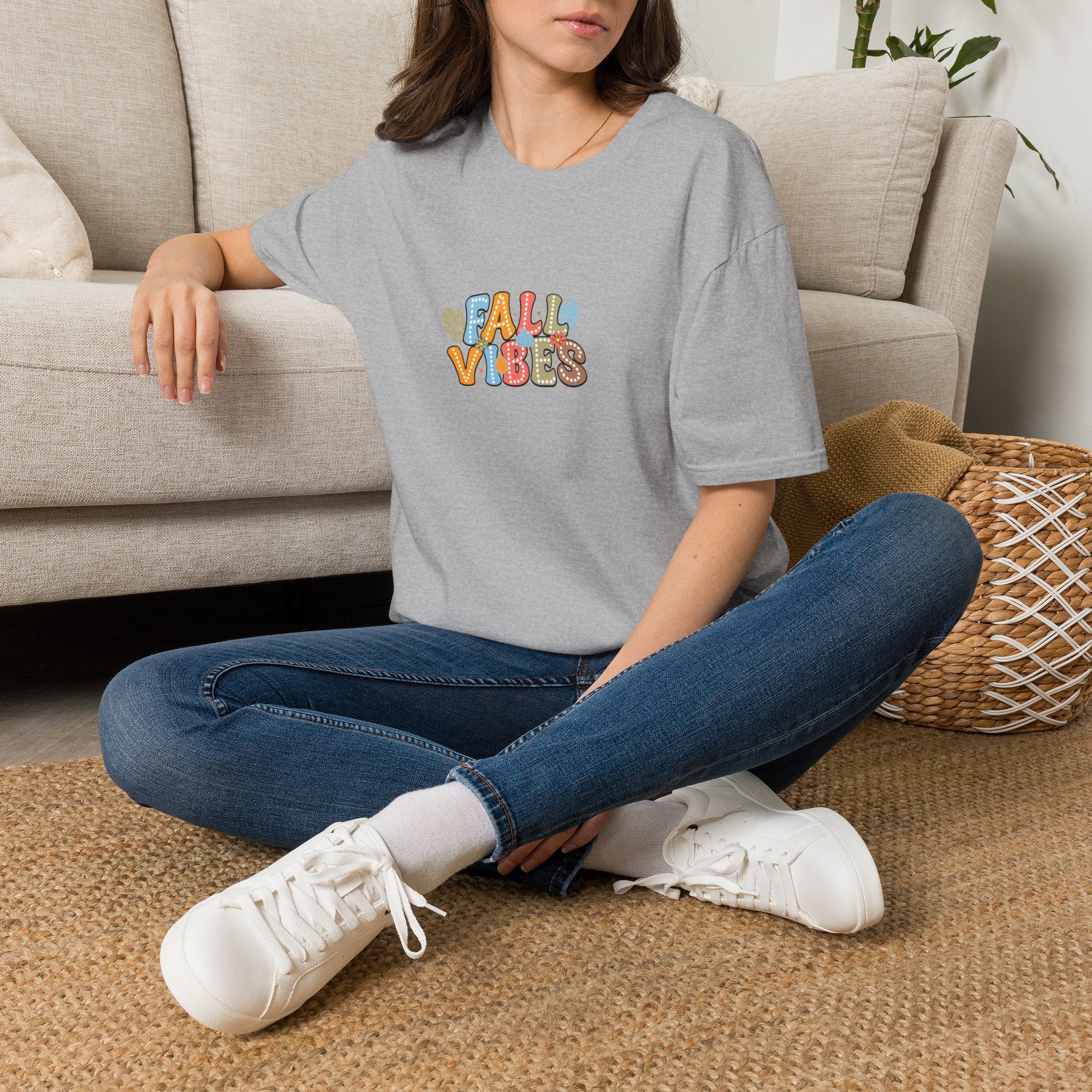 Fall Vibes Colorful Autumn T-Shirt — Cute Fall Gift for Women Graphic Tee