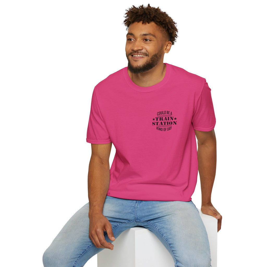 Could Be a Train Station Kind of Day T-Shirt — Funny Sarcastic Gift for Her Pocket Tee