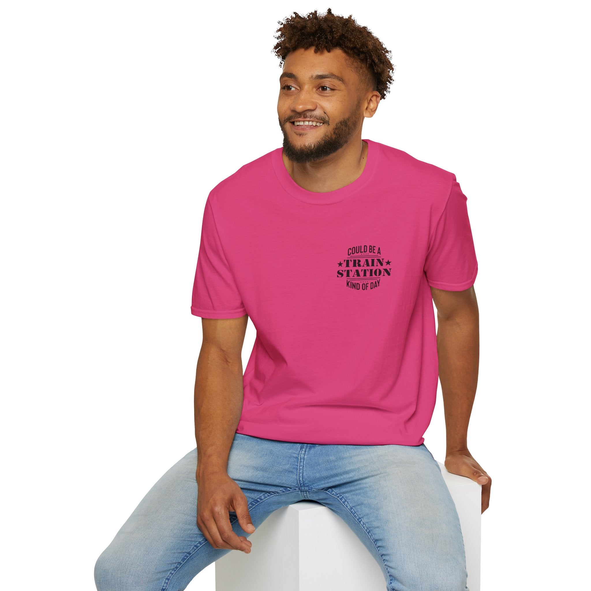 Could Be a Train Station Kind of Day T-Shirt — Funny Sarcastic Gift for Her Pocket Tee