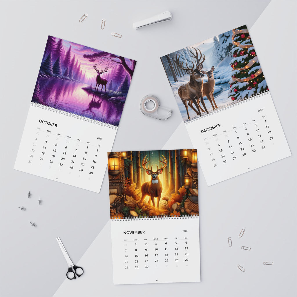 2027 Deer Art Wall Calendar — Scenic Forest & Moonlit Wildlife Monthly Planner