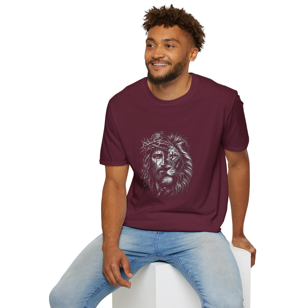 Lion of Judah T-Shirt — Crown of Thorns Half-Face Lion Christian Graphic Tee