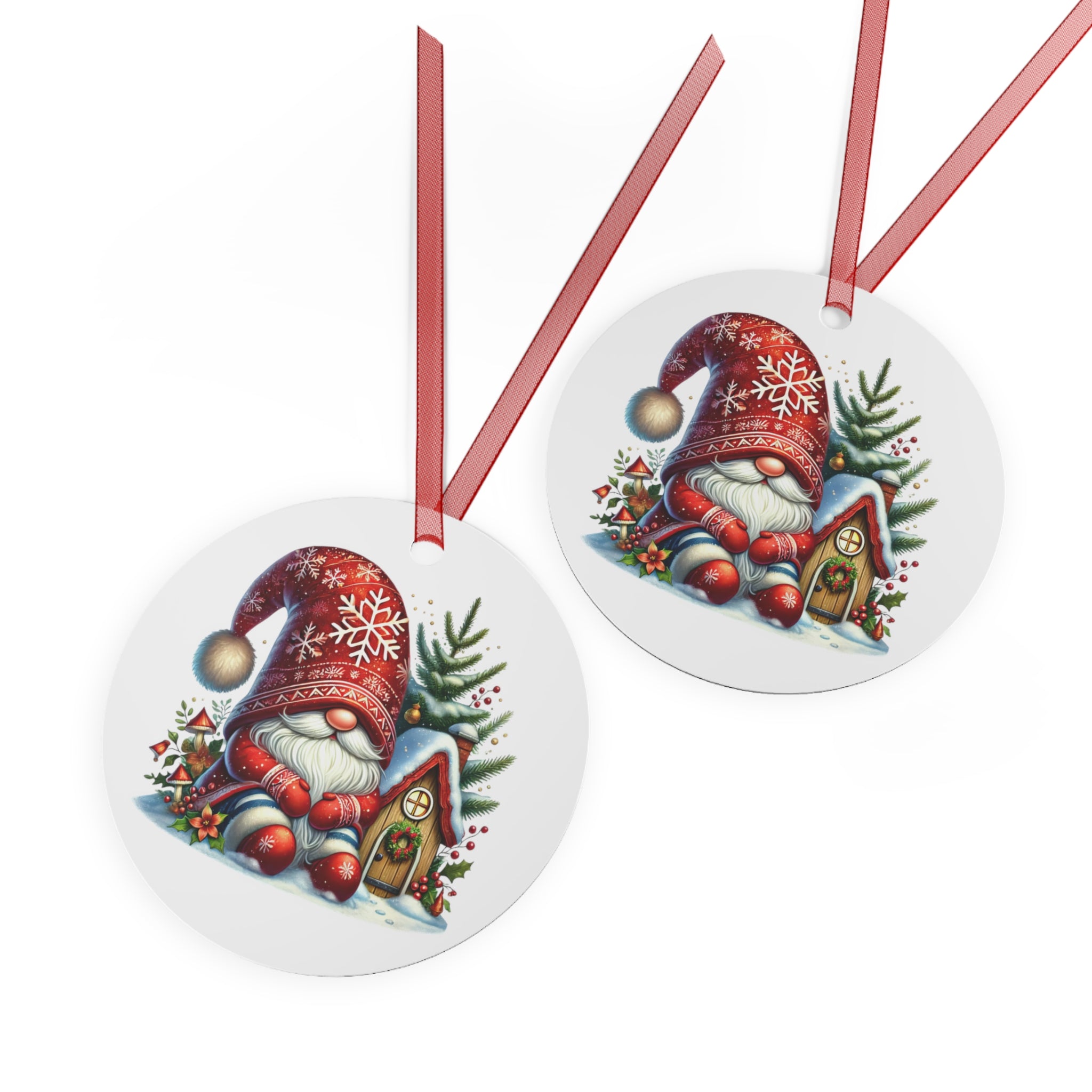 Christmas Gnome Metal Ornament Cute Holiday Tree Decoration