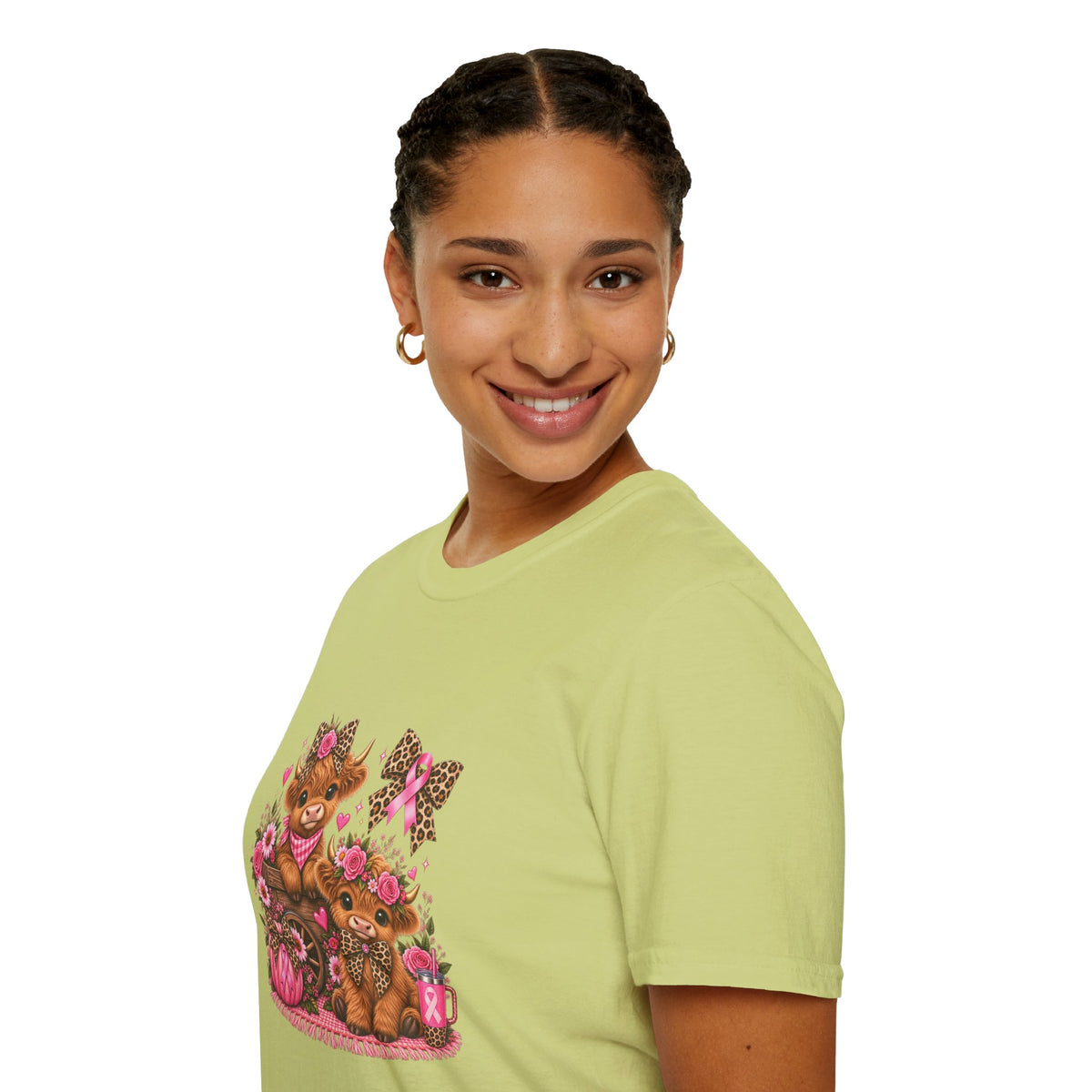 Breast Cancer Awareness Highland Cow T-Shirt