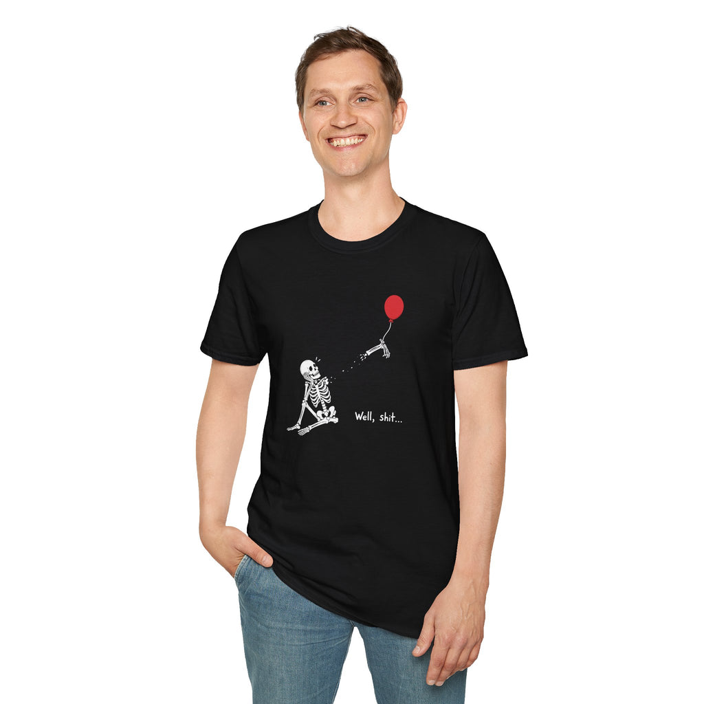 Funny Skeleton Balloon T-Shirt, Well Shit Graphic Tee