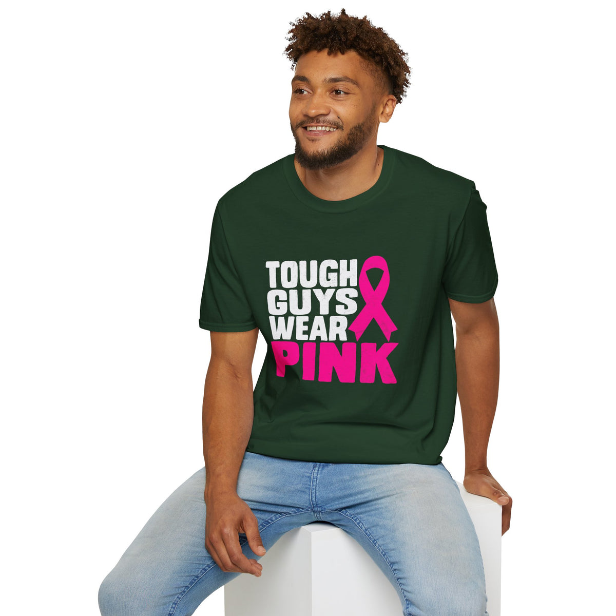 Tough Guys Wear Pink Breast Cancer Awareness T-Shirt Graphic Tee