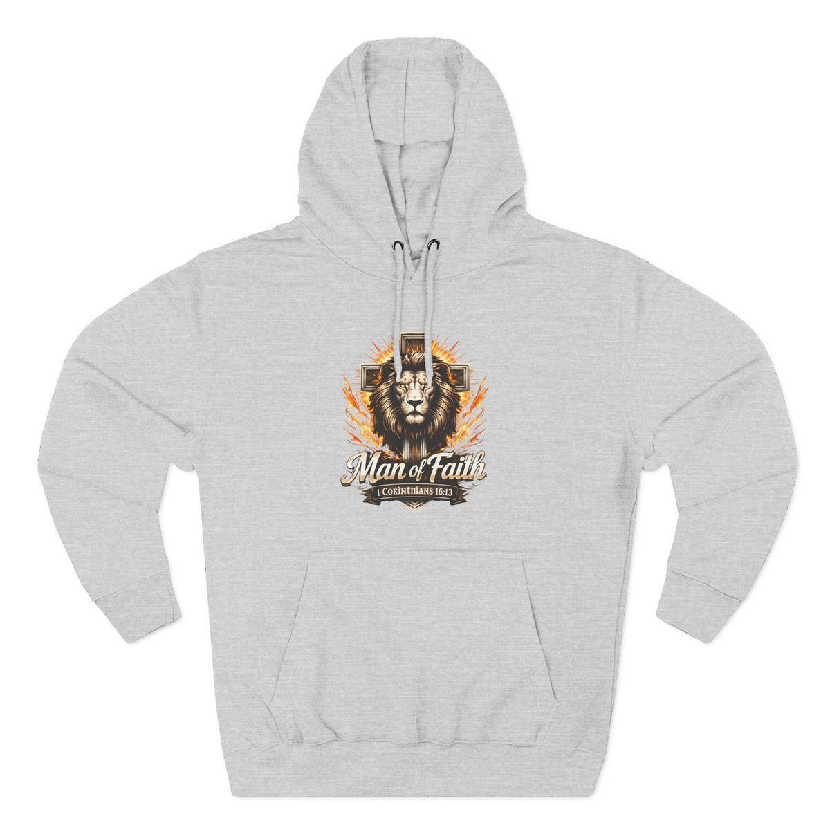 Man of Faith Lion Crest Graphic Fleece Pullover Hoodie