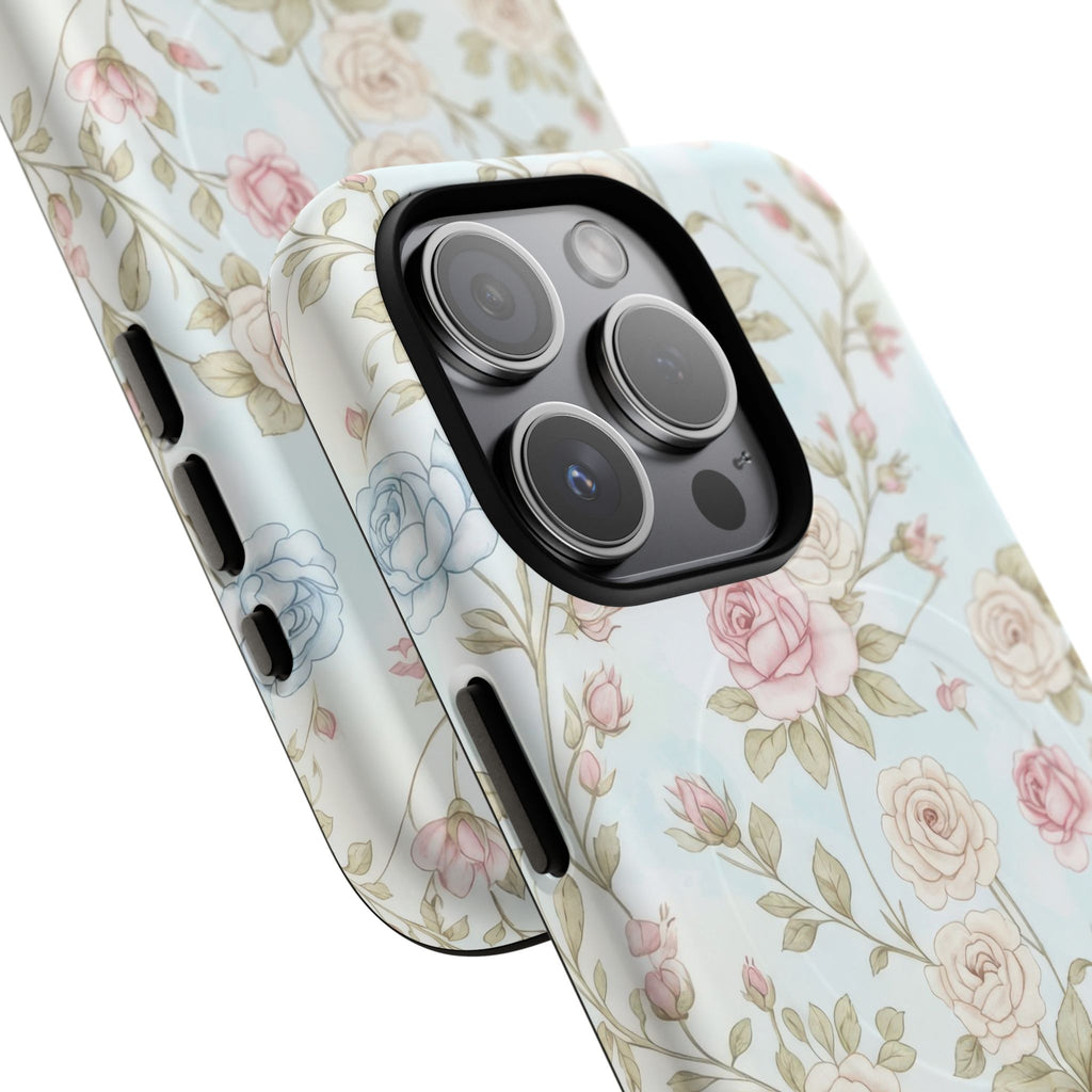 Vintage Floral Rose Magnetic iPhone Case — MagSafe Tough Protective Cover