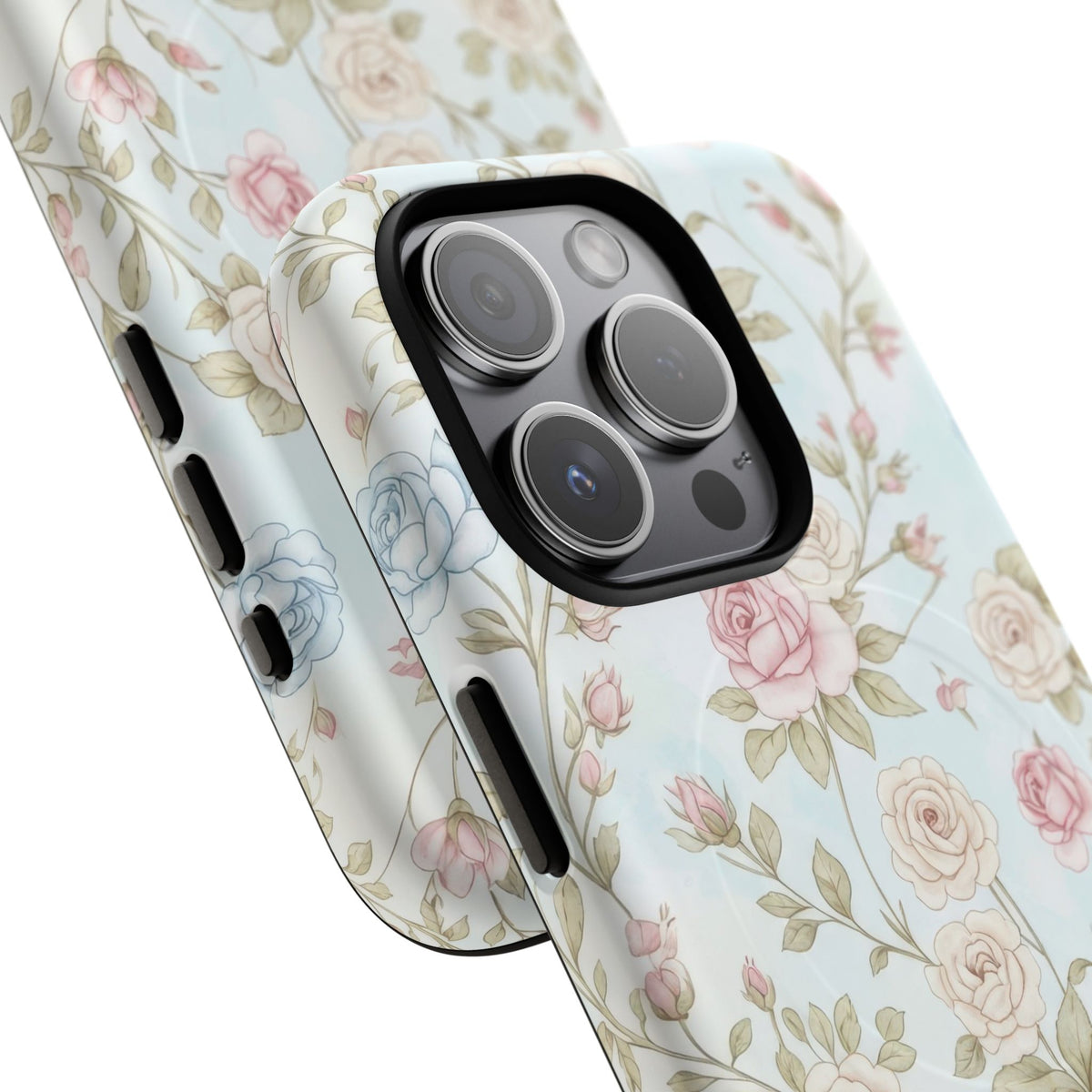 Vintage Floral Rose Magnetic iPhone Case — MagSafe Tough Protective Cover