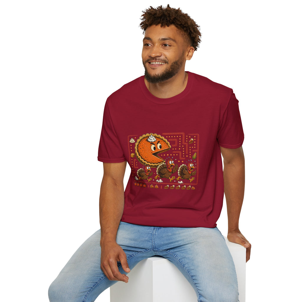 Retro Pie Monster T-Shirt — Funny Pac-Maze Dessert Gamer Tee