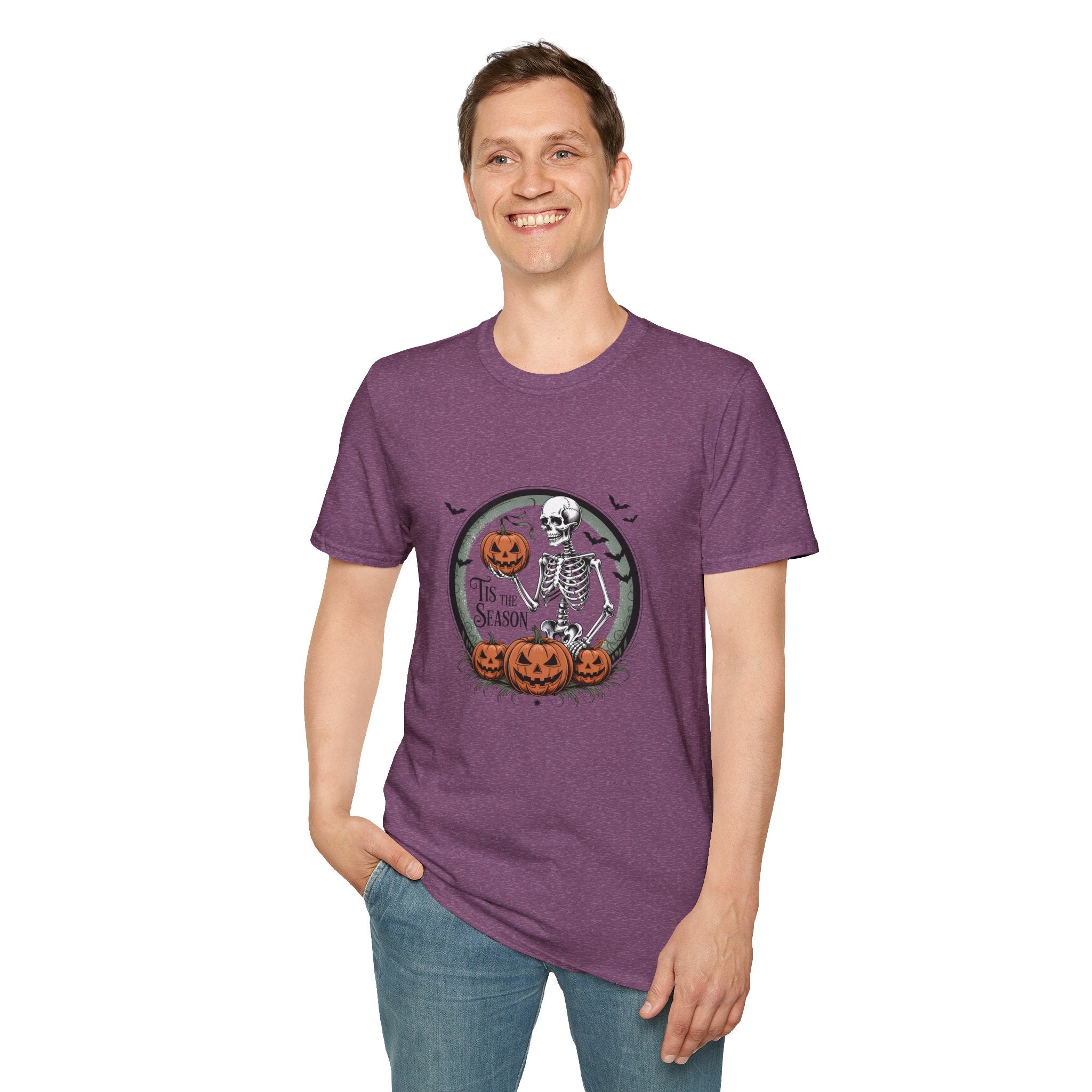 Tis the Season Skeleton Pumpkin T-Shirt — Funny Halloween Gift for Women Graphic Tee