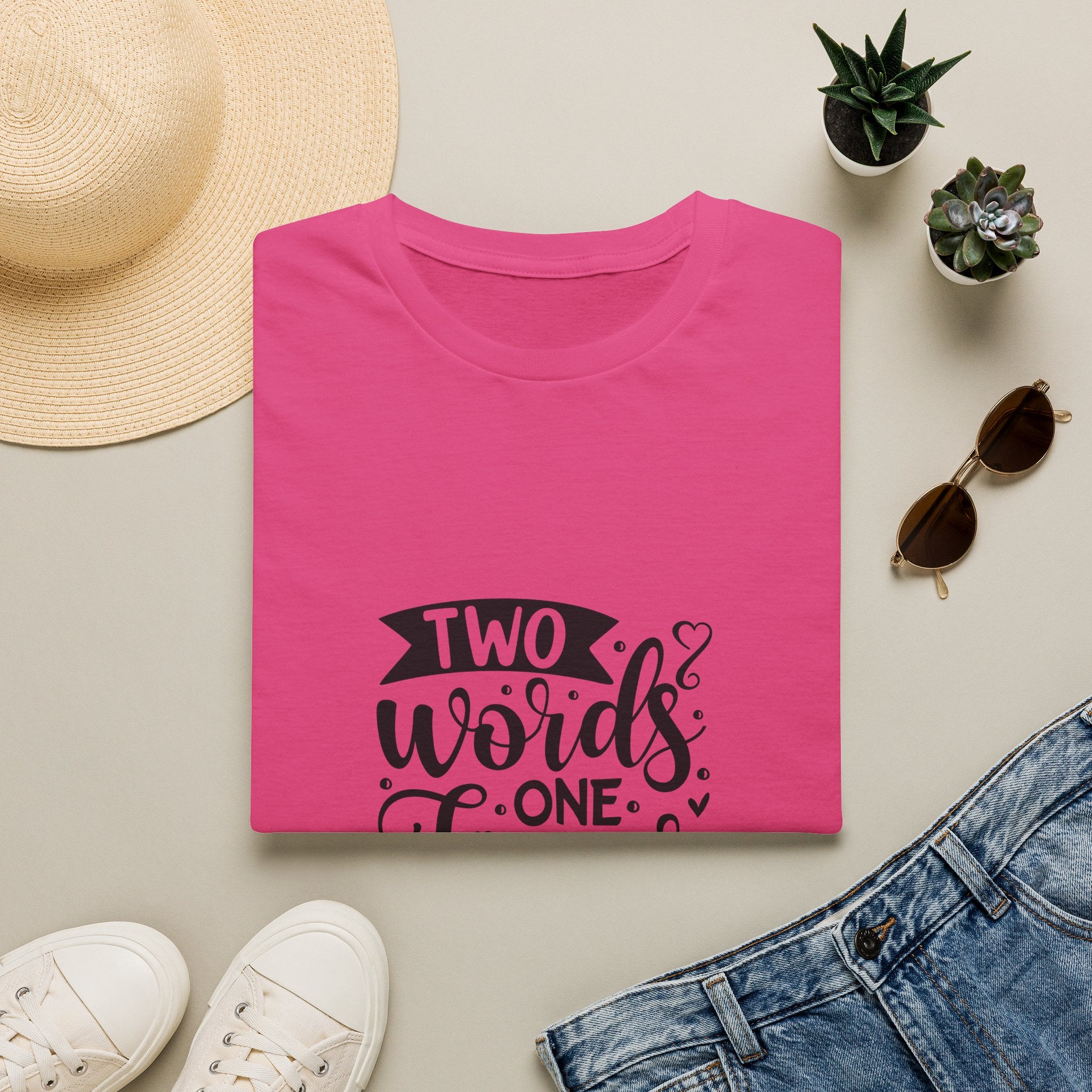 Graphic Tee — "Two Words One Finger" Funny T-Shirt