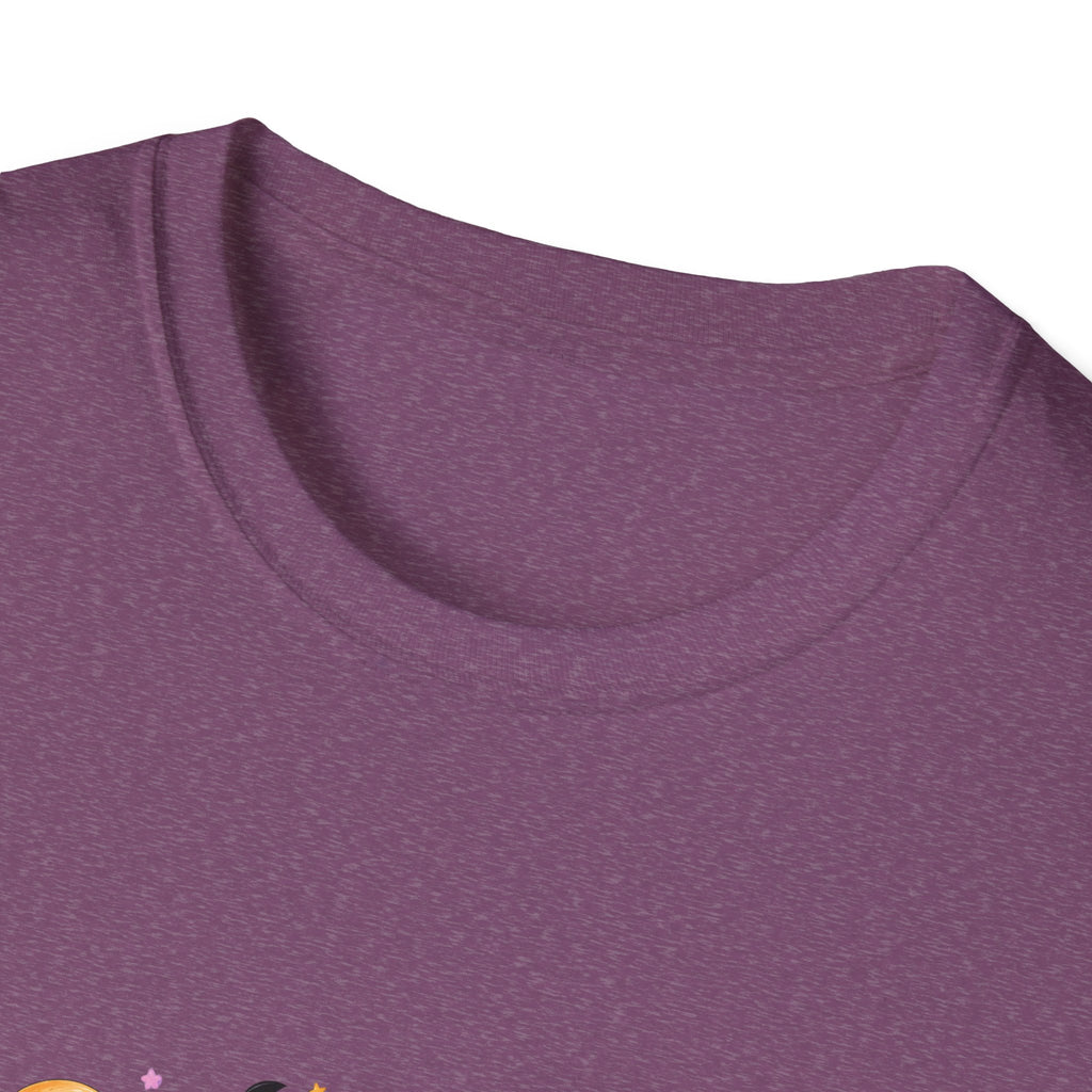 Spooky Season Pumpkin Stack T-Shirt — Cute Halloween Gift for Women Witch Hat Tee