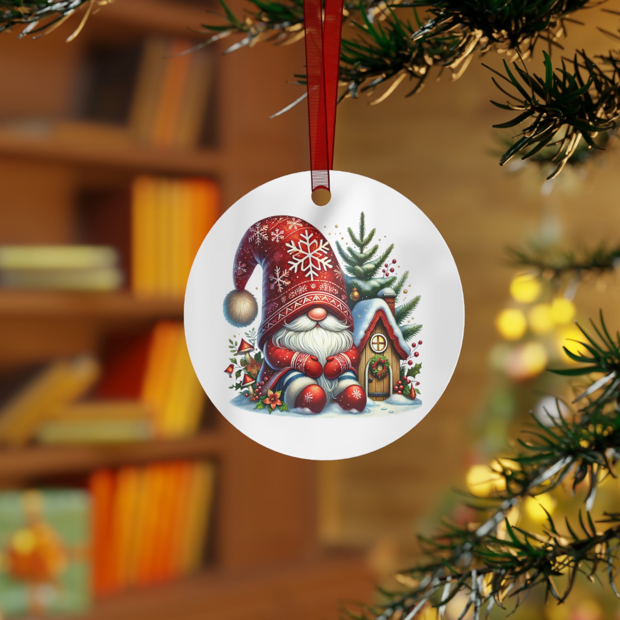 Christmas Gnome Metal Ornament Cute Holiday Tree Decoration