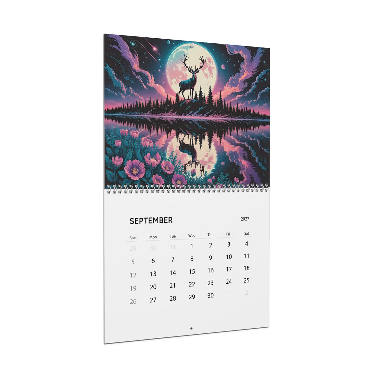 2027 Deer Art Wall Calendar — Scenic Forest & Moonlit Wildlife Monthly Planner