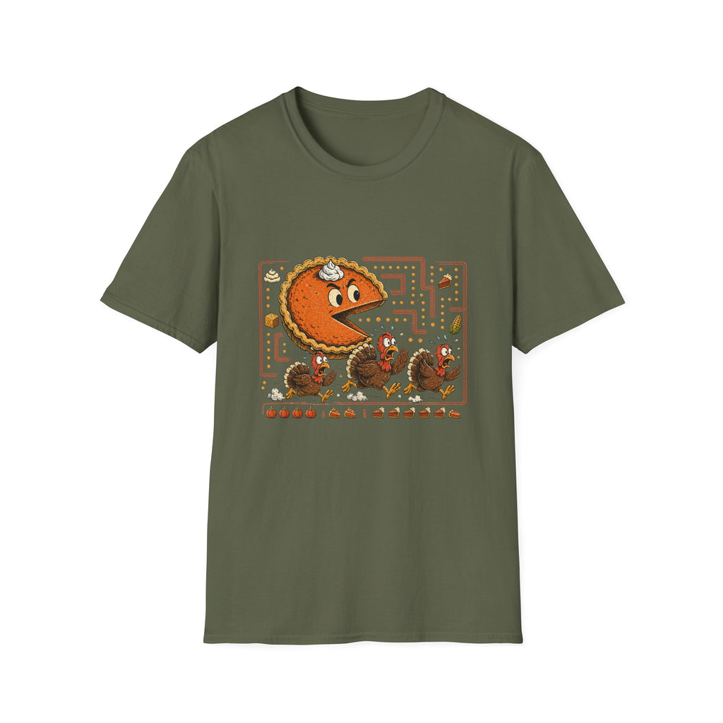 Retro Pie Monster T-Shirt — Funny Pac-Maze Dessert Gamer Tee