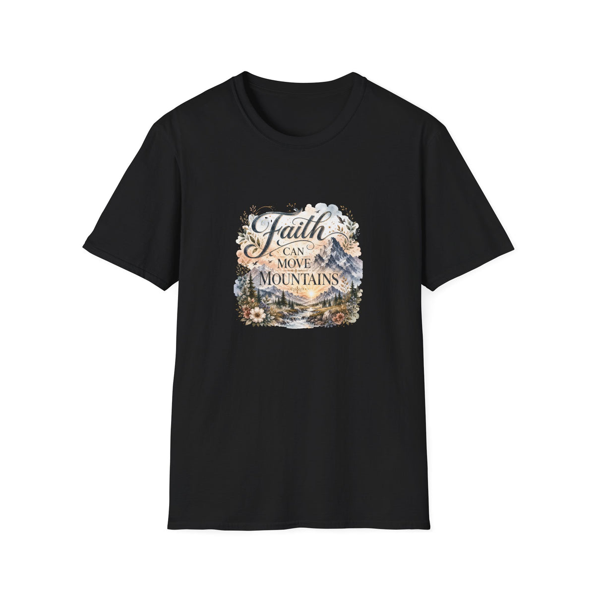 Faith Can Move Mountains T-Shirt Inspirational Christian Mountain Graphic Tee