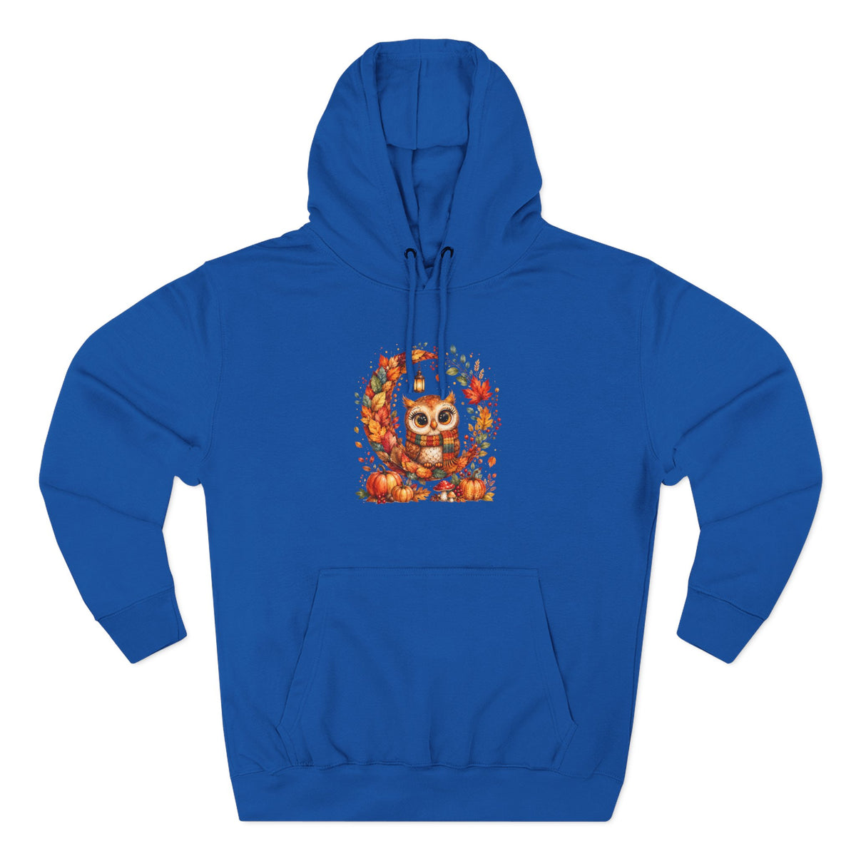 Cozy Autumn Owl Crescent Moon Embroidered Hoodie
