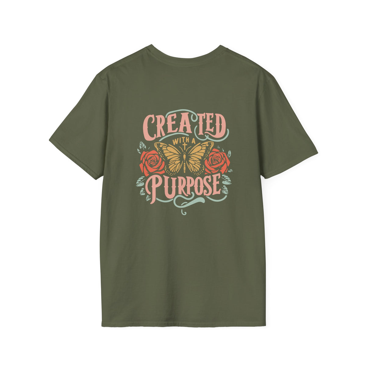 Created with a Purpose Butterfly T-Shirt Faith Graphic Tee