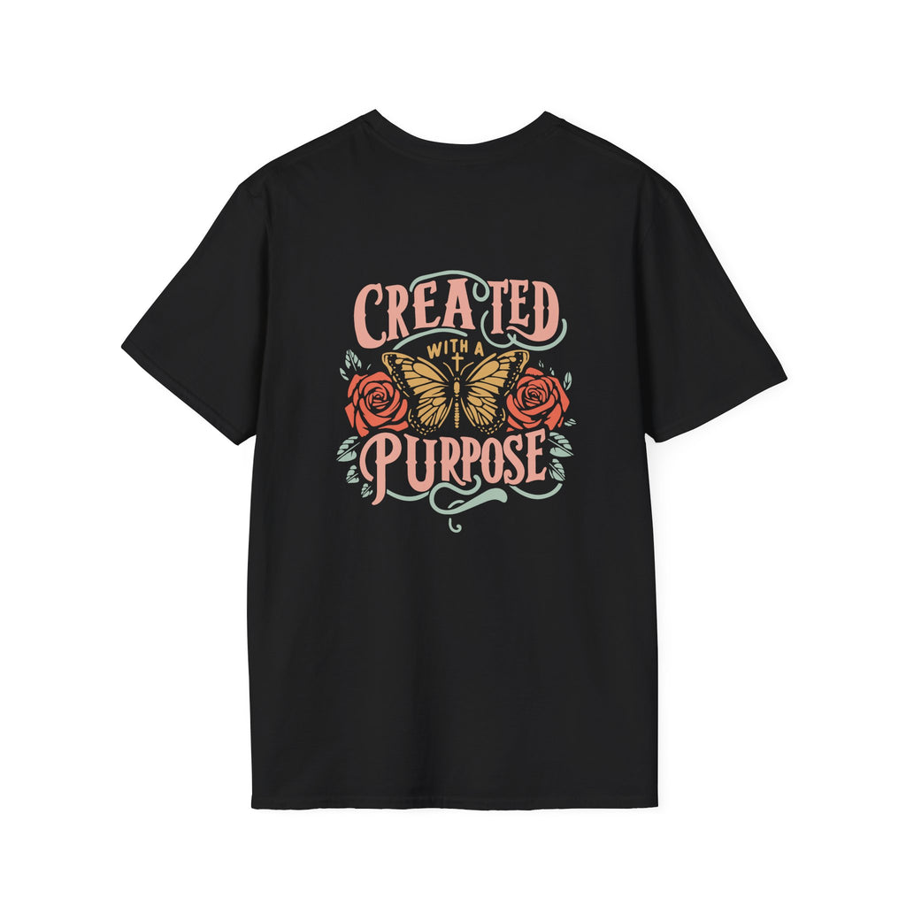 Created with a Purpose Butterfly T-Shirt Faith Graphic Tee