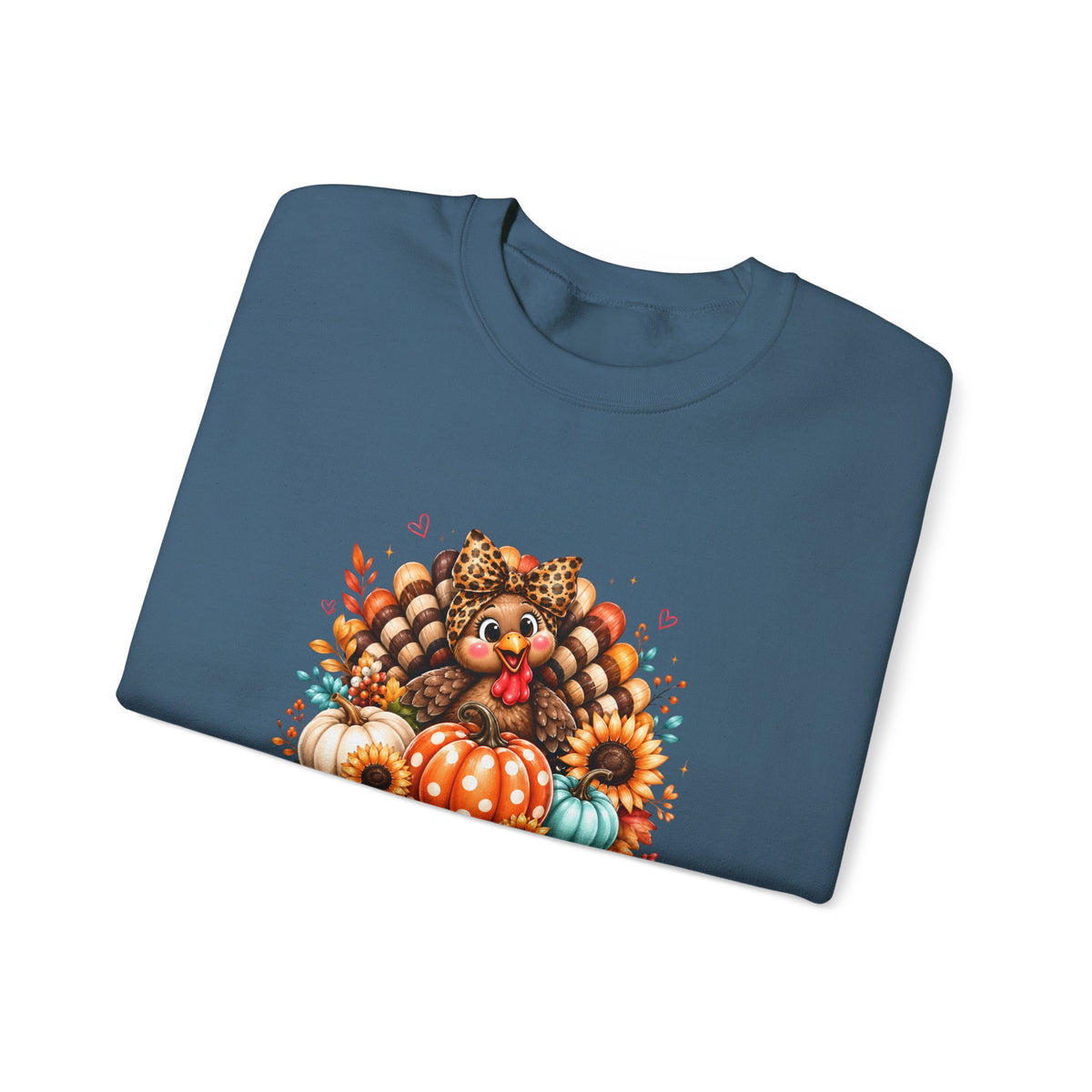 Sweatshirt — "Give Thanks" Autumn Turkey & Pumpkin Thanksgiving Crewneck